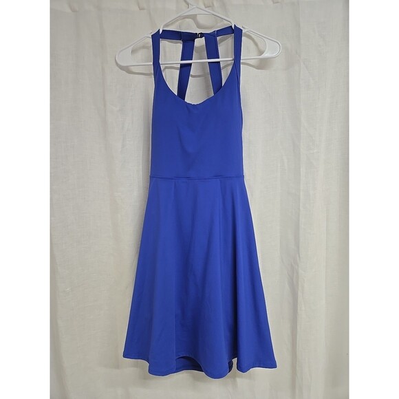 Halara Softly Zero Backless Twisted Active Dress Built In Shorts Aster Blue Sz S - Picture 3 of 9